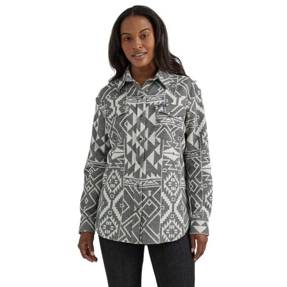 Wrangler Retro Women's XL Long Sleeve Punchy Geo Print Boyfriend Fit Snap Shirt - Picture 1 of 3